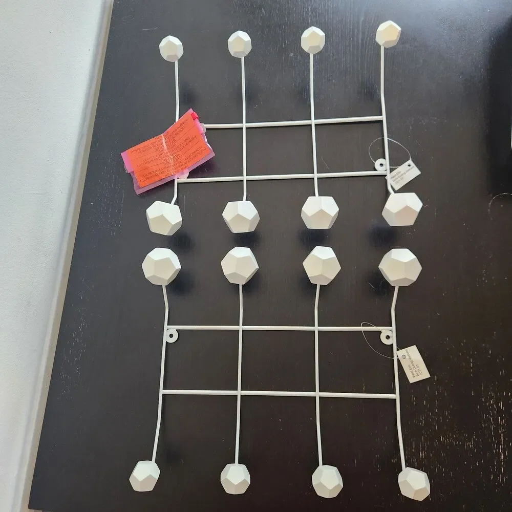 West Elm white metal set of 2 wall hanger hook geometric artsy abstract